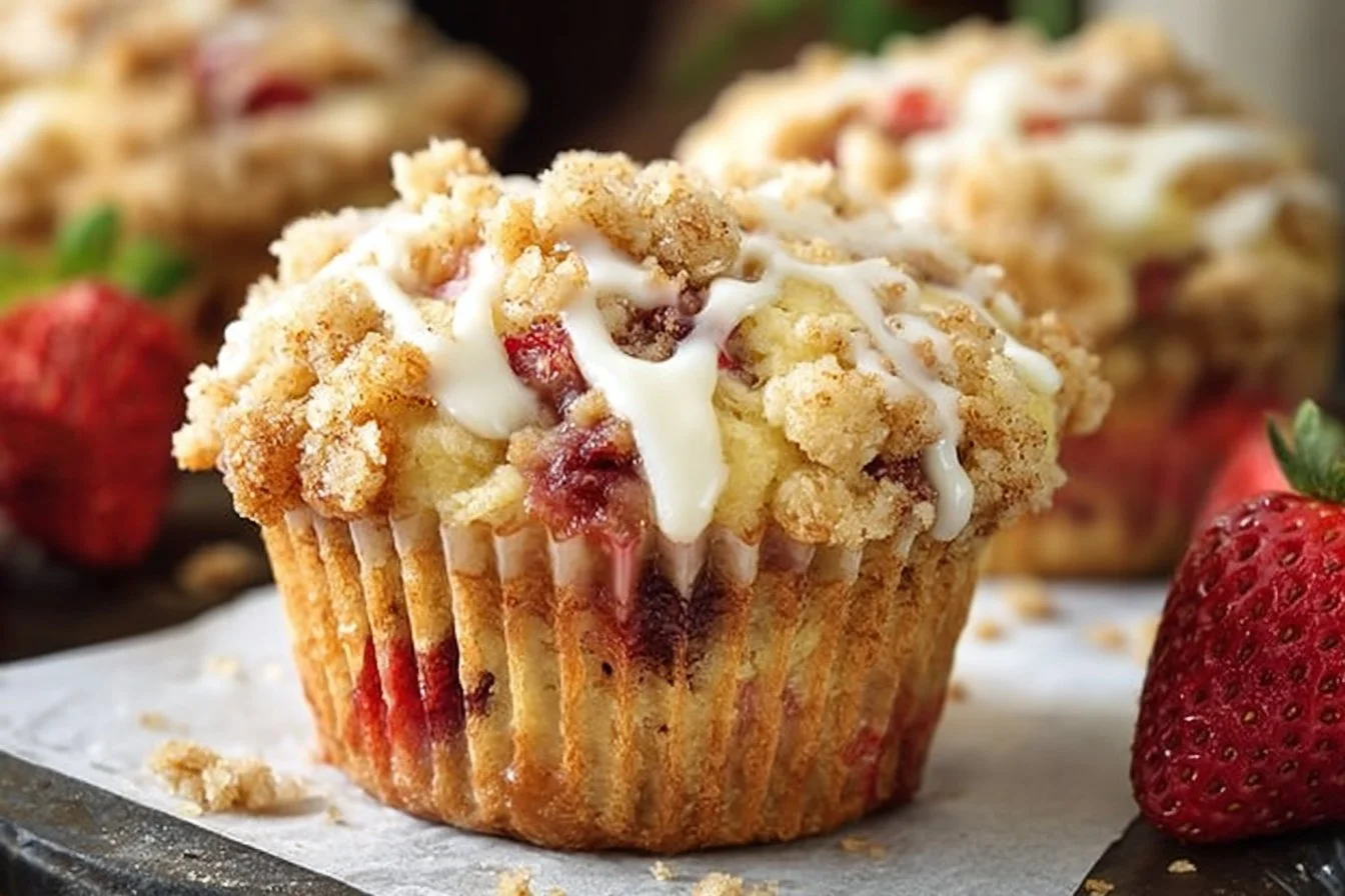 Strawberry Cream Cheese Muffins with Streusel Topping