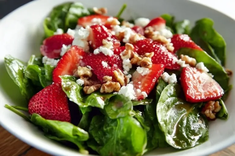 Fresh Strawberry Goat Cheese Walnut Salad with vibrant colors and ingredients.