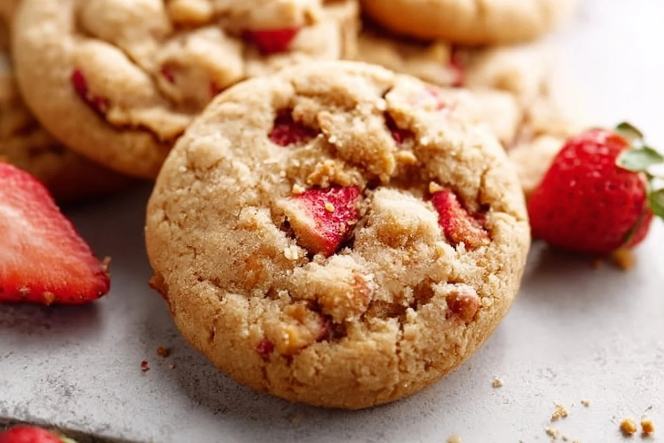 Homemade Strawberry Shortcake Cookies with fresh strawberries