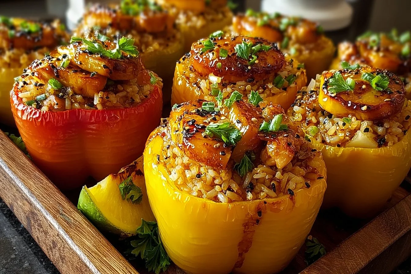 Teriyaki Pineapple Chicken and Rice Stuffed Peppers