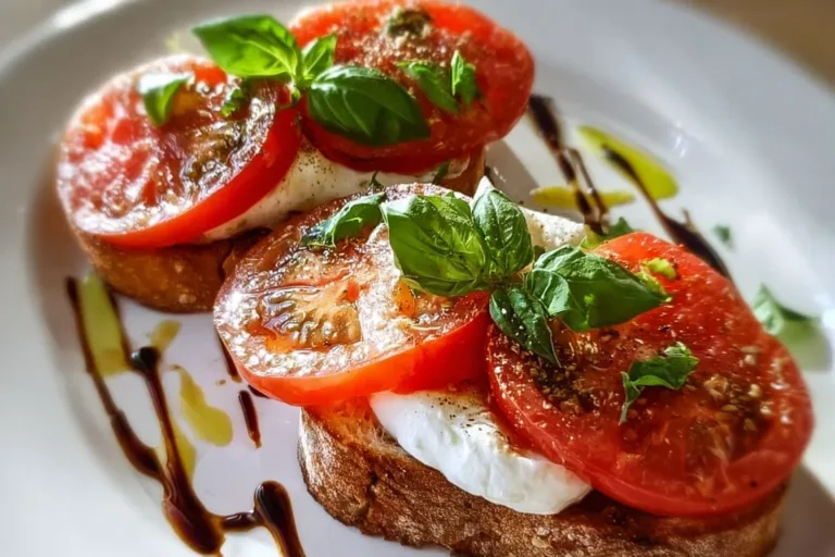 Delicious Tomato Burrata Toast topped with fresh tomatoes and creamy burrata cheese