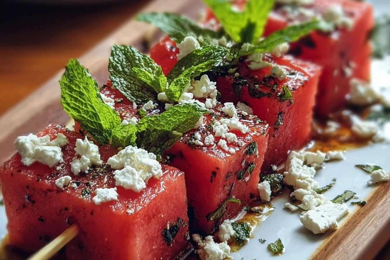 Watermelon Feta Mint Skewers