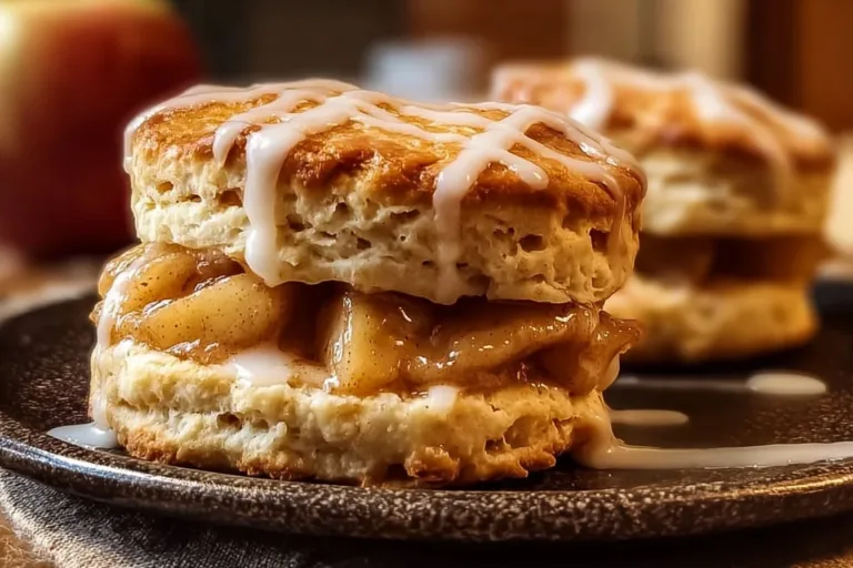 Apple pie biscuit sandwiches with flaky biscuits and apple filling