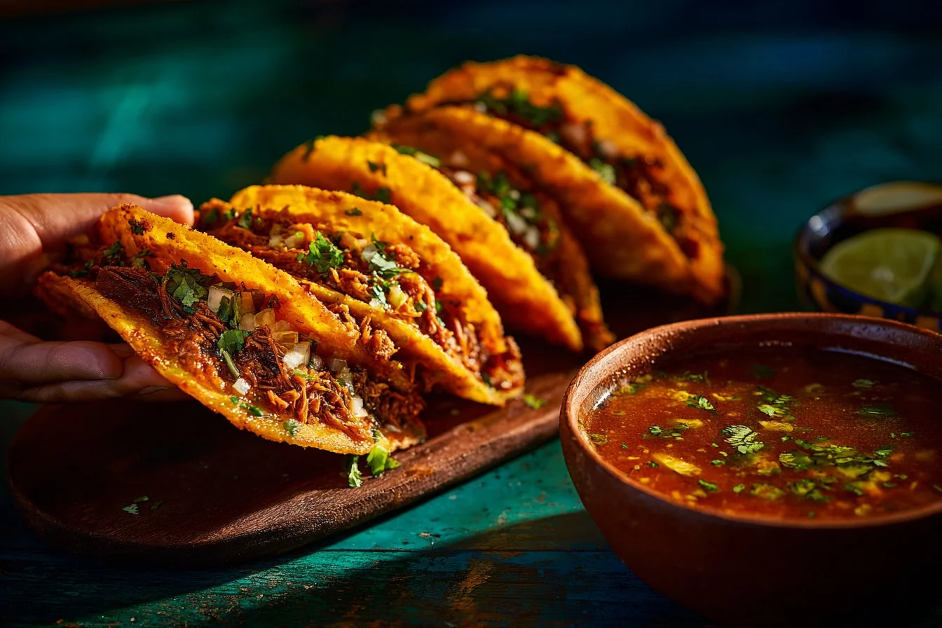 Delicious bowl of Beef Birria with tender meat and rich spices