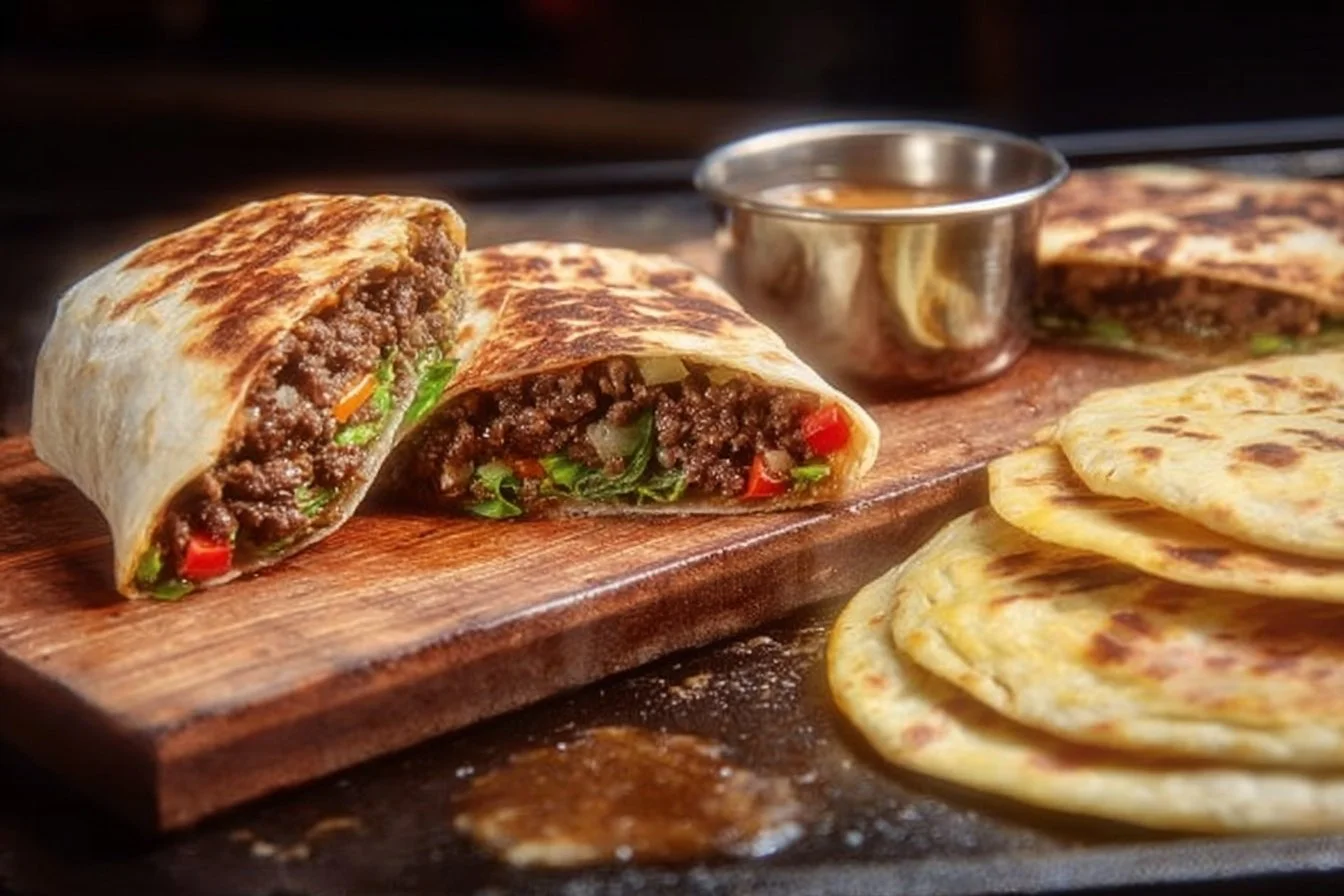 Delicious Blackstone Crunchwraps ready to be enjoyed, filled with fresh ingredients.