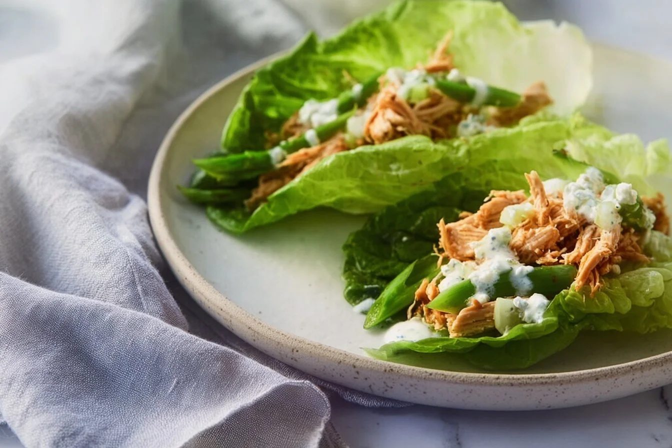 Delicious Buffalo Chicken Lettuce Wraps served on a plate