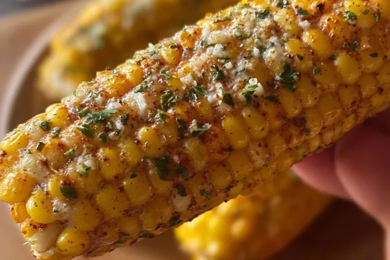 A serving of Cajun Parmesan Corn topped with herbs in a bowl.