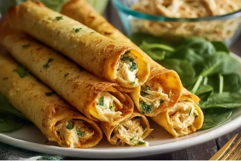 Delicious cheesy chicken taquitos served with salsa and guacamole