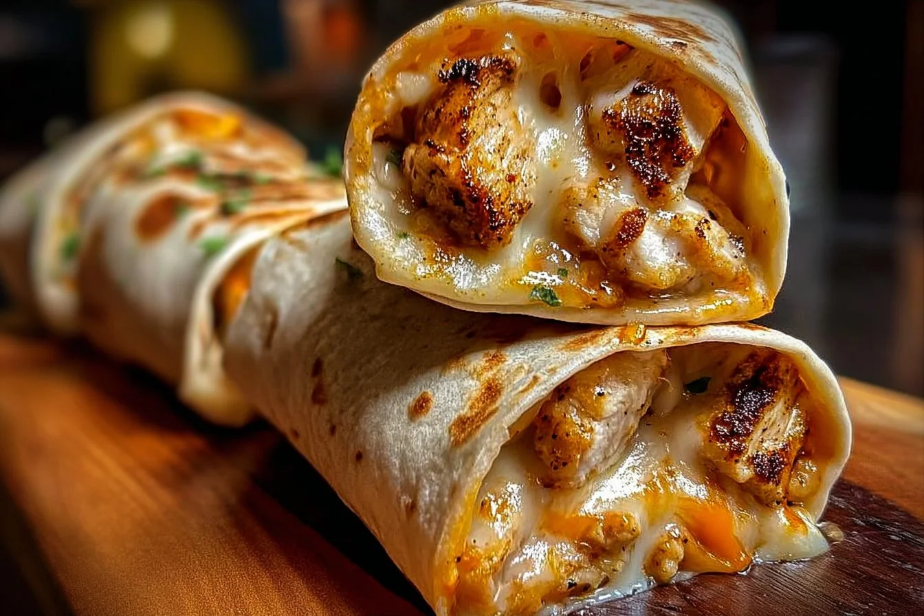 Cheesy Garlic Chicken Wraps