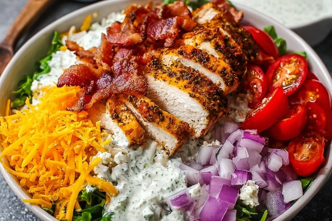 Delicious Chicken Bacon Ranch Bowl with crispy bacon and tender chicken