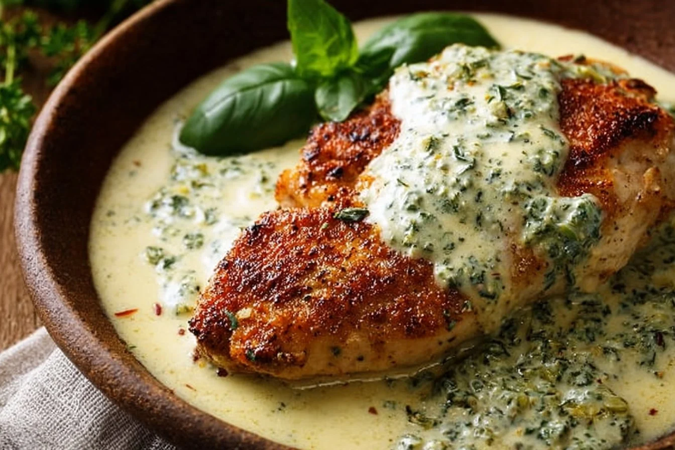 Chicken in Basil Cream Sauce