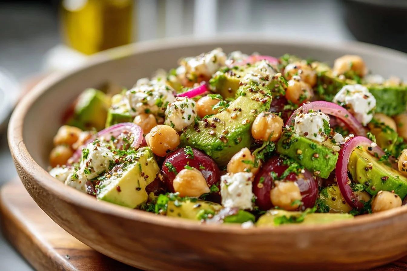 Chickpea Feta Avocado Salad