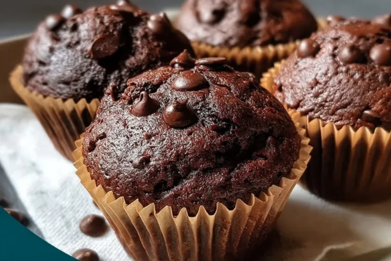 Freshly baked chocolate sourdough muffins on a cooling rack.