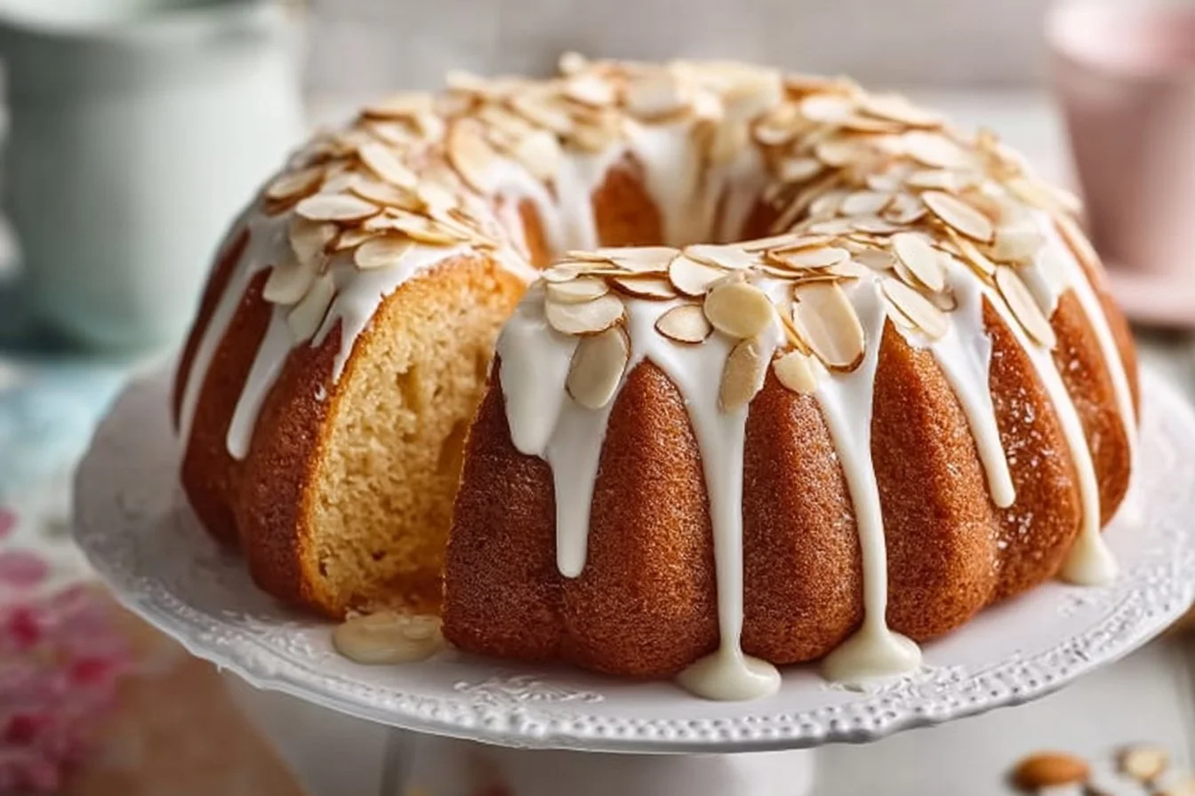 Image of a classic pound cake with a golden crust and moist interior