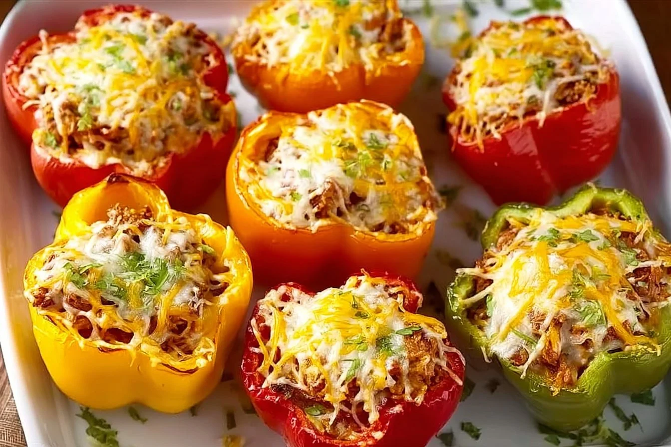 Classic stuffed peppers filled with rice, meat, and spices.