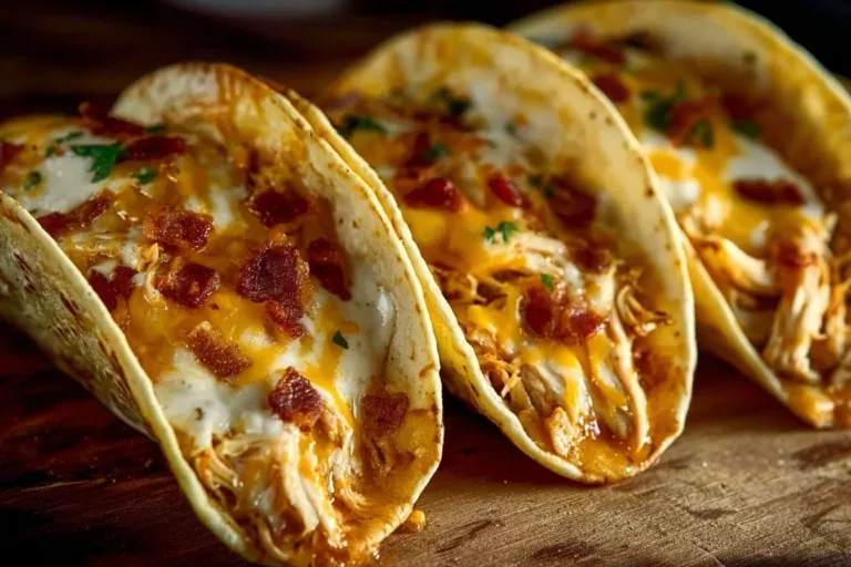 Delicious Crack Chicken Tacos served with toppings and garnish.