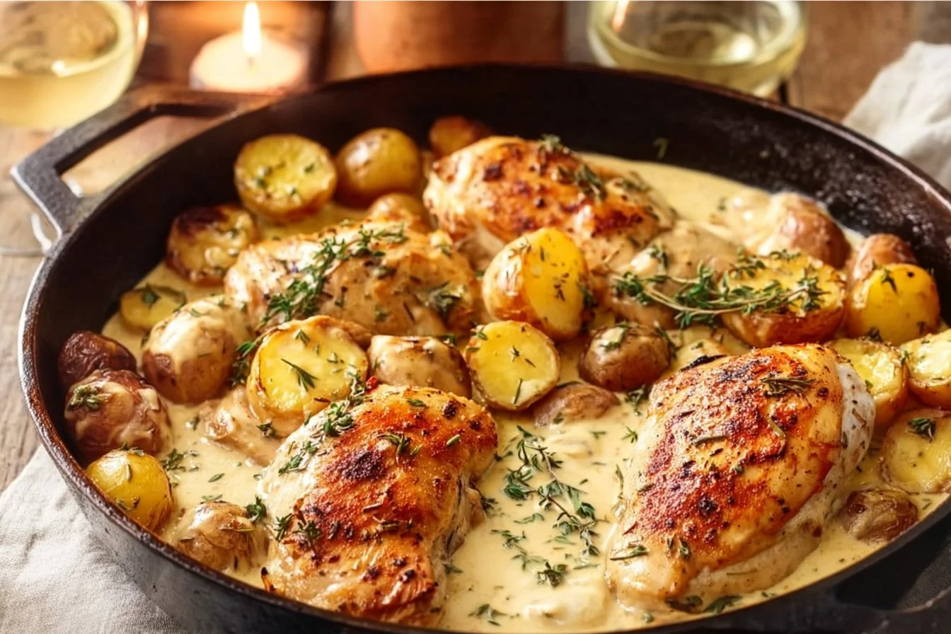 Chicken and Potatoes with Dijon Cream Sauce
