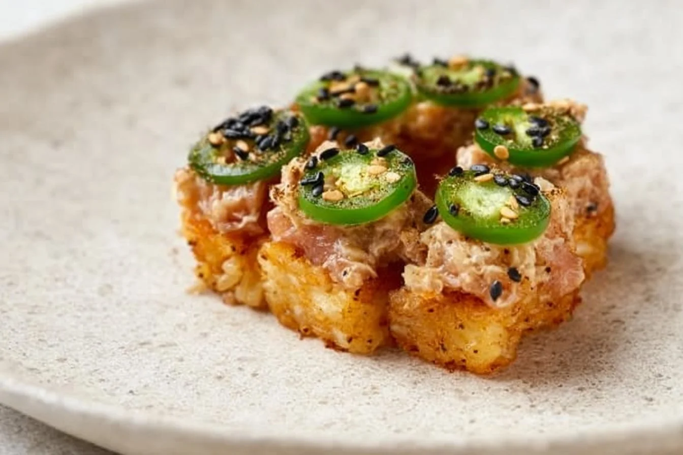 Crispy Rice Spicy Tuna Rolls featuring fresh tuna and crispy rice.
