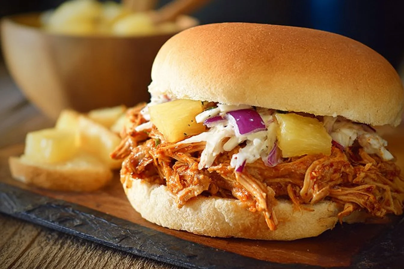 Crock Pot Pineapple Chicken Sandwiches
