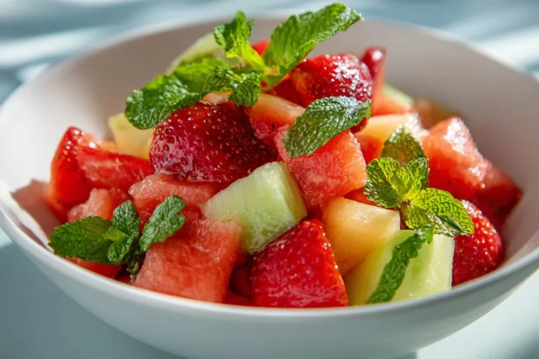 Delicious Cucumber Strawberry Salad with fresh ingredients