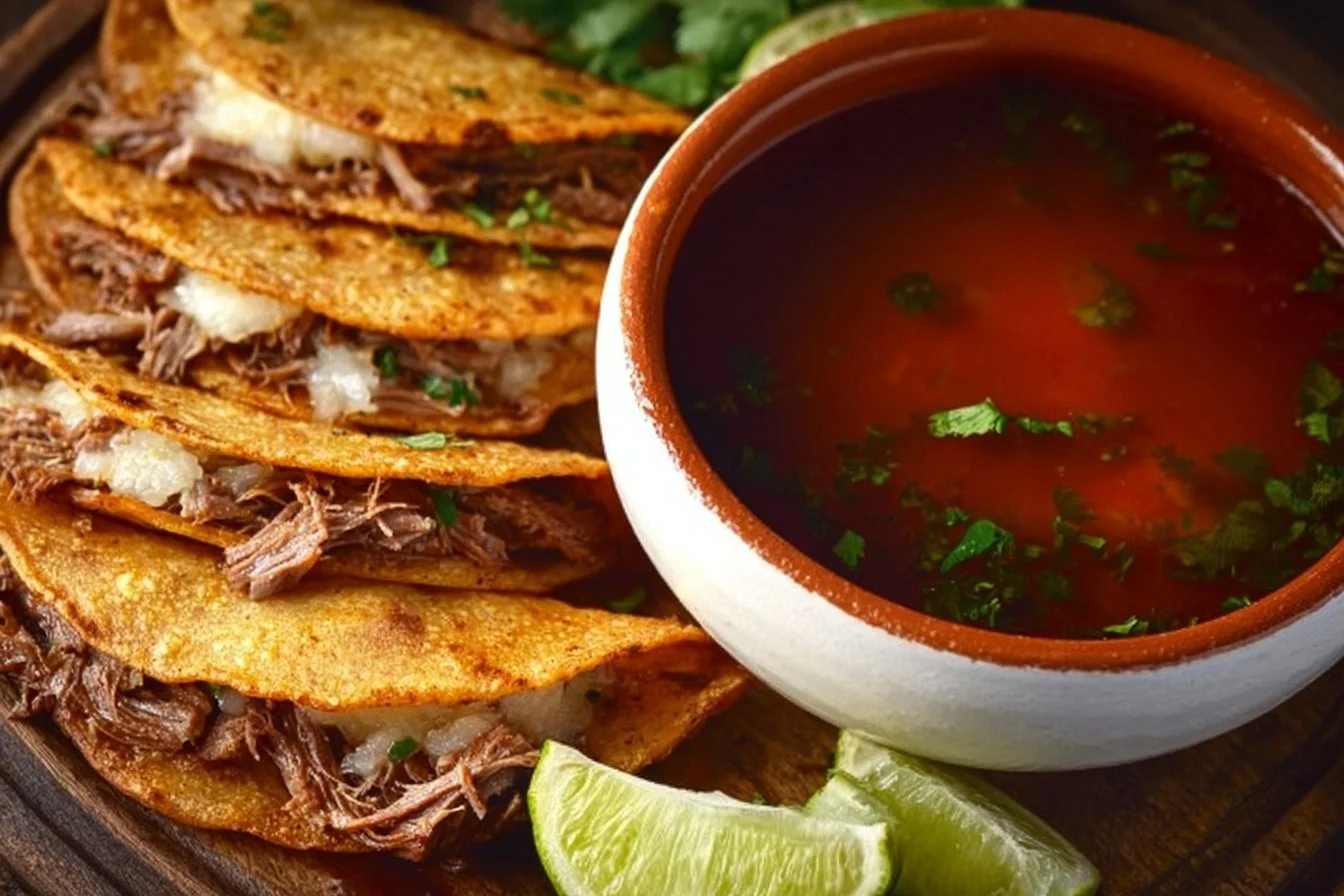 Easy Birria Tacos with Consomme in the Slow Cooker