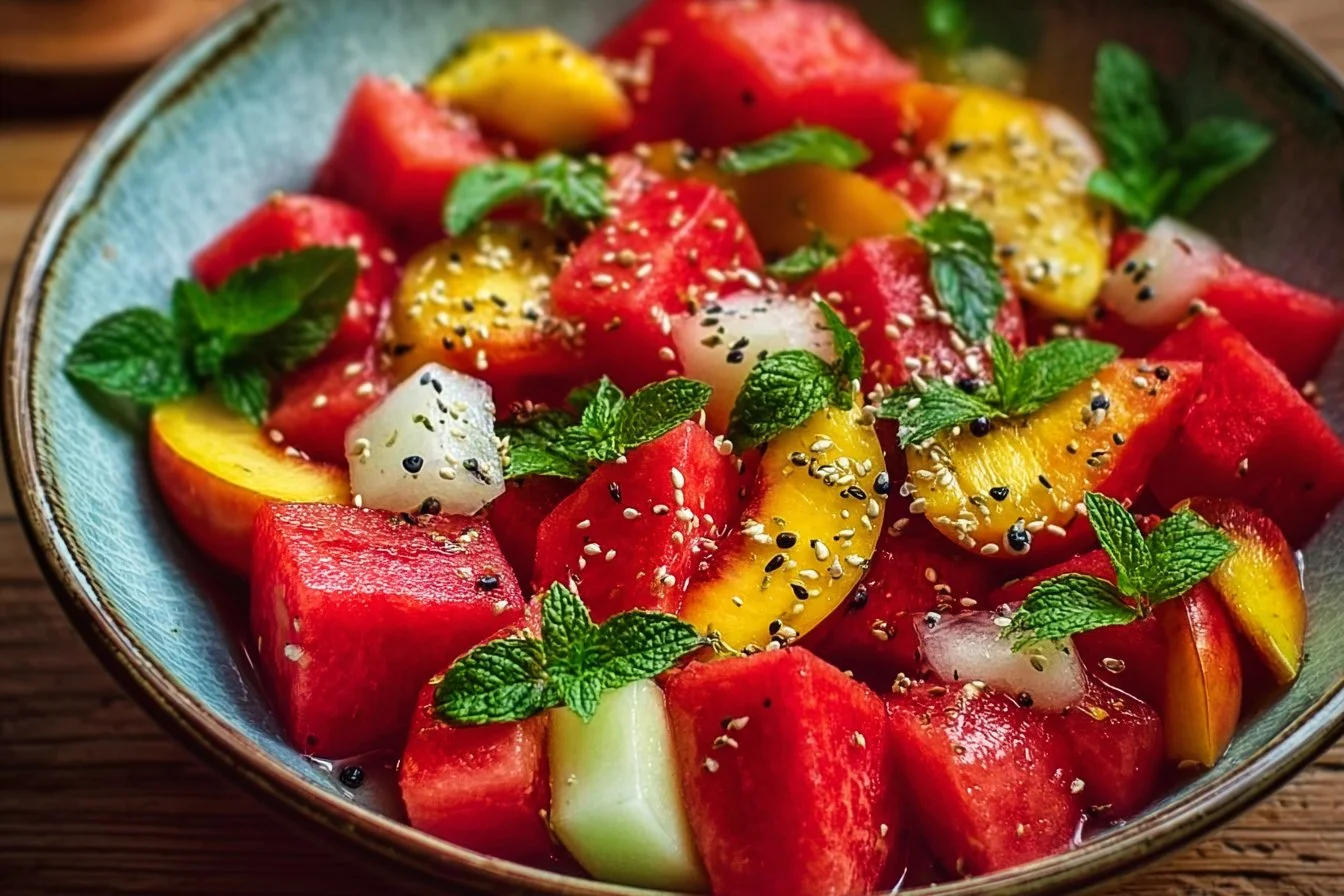 Easy Summer Peach Watermelon Salad