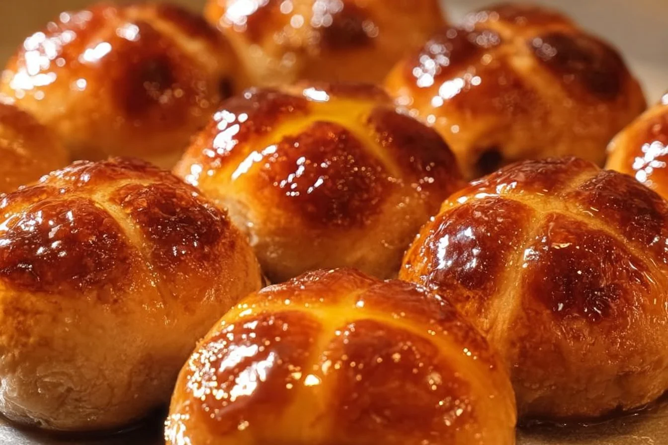 Golden Apple Hot Cross Buns freshly baked and ready to enjoy