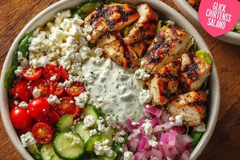Delicious Greek Chicken Bowls with fresh vegetables and herbs.