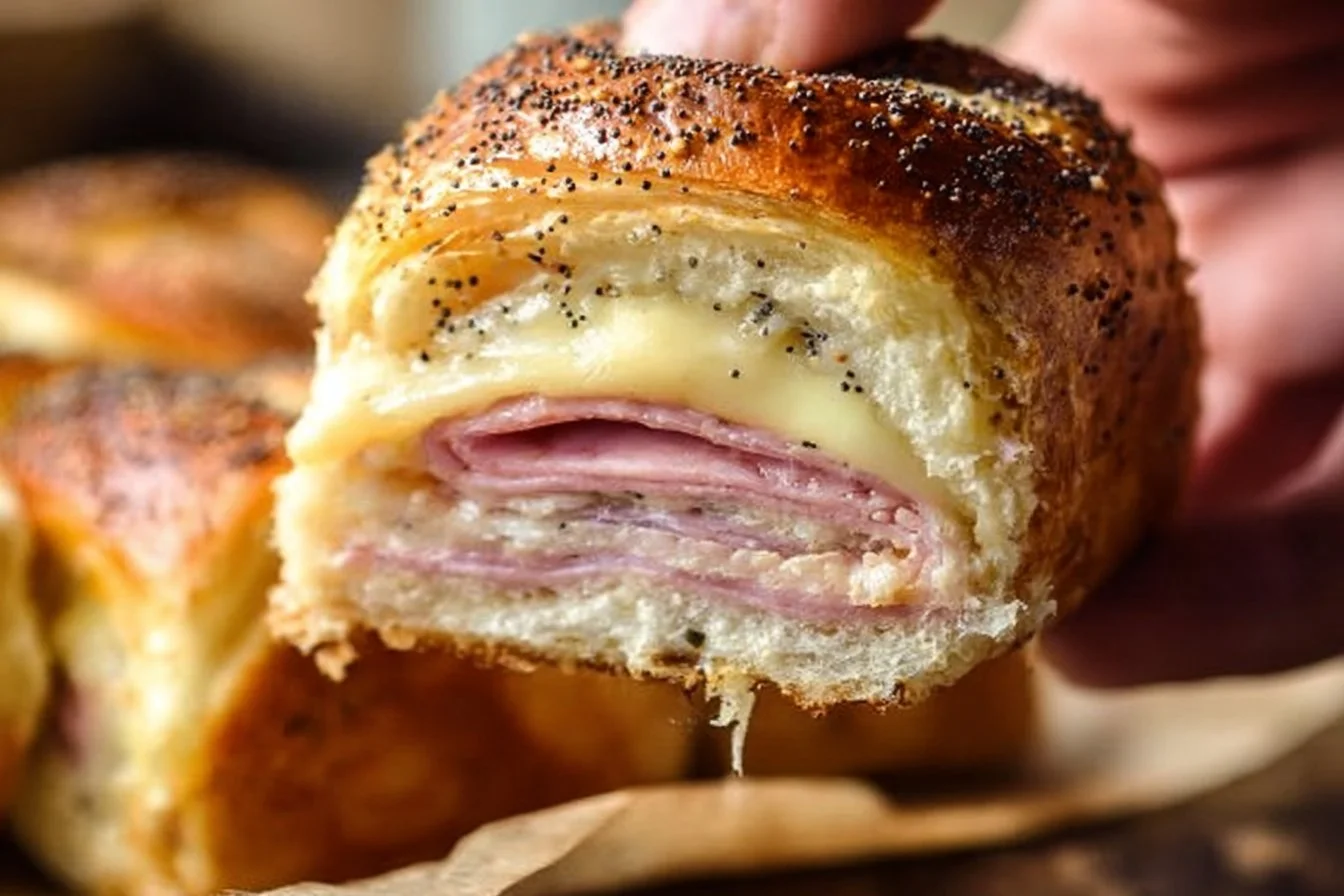 Delicious Ham and Havarti Sliders served on a platter