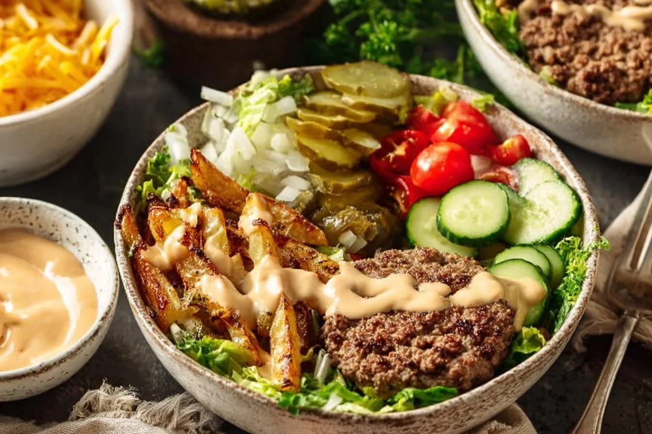 Healthy Burger Bowls with Special Sauce