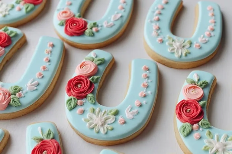 Freshly baked Horseshoe Cookies decorated for a festive occasion