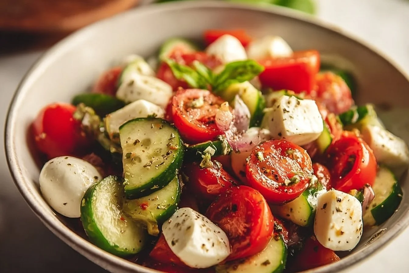 Juicy Cucumber Caprese Salad