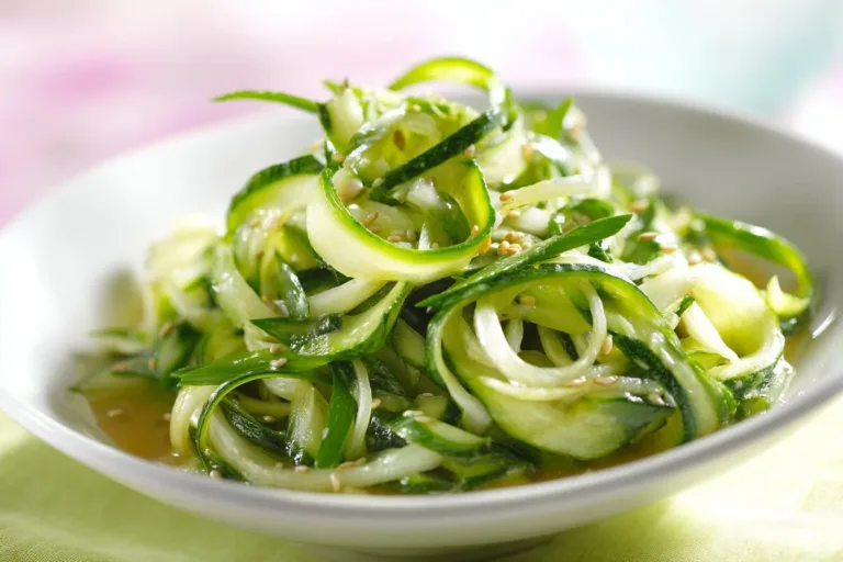 Freshly made Korean Cucumber Salad with spices and herbs