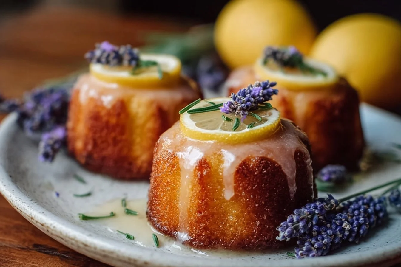 Mini Lemon Cakes With Lavender Glaze