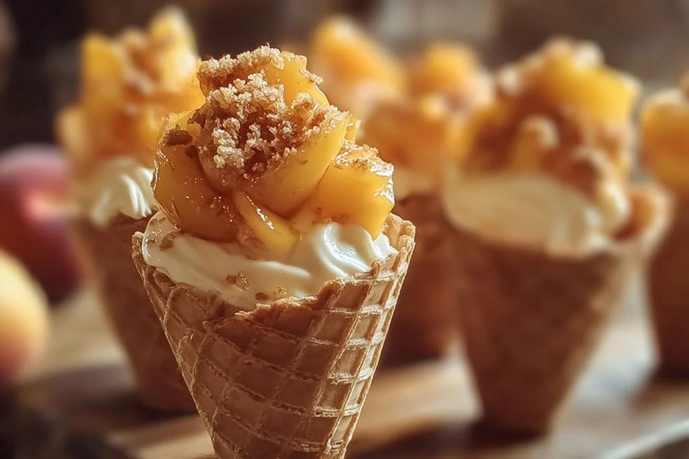 Peach Cobbler Cheesecake Cones
