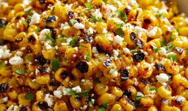 Delicious Blackstone Mexican street corn topped with cheese and spices
