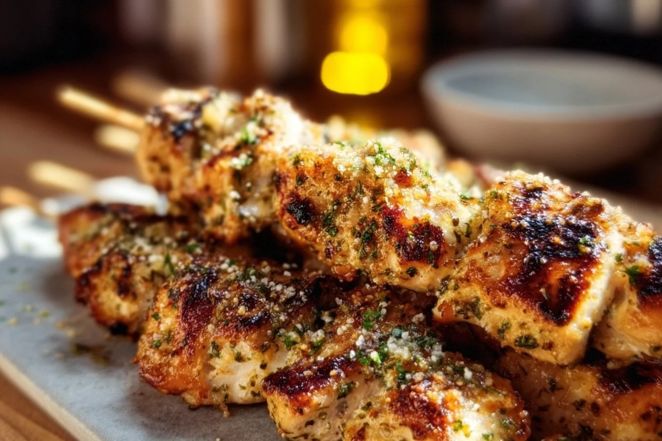 Ranch Garlic Parmesan Chicken Skewers