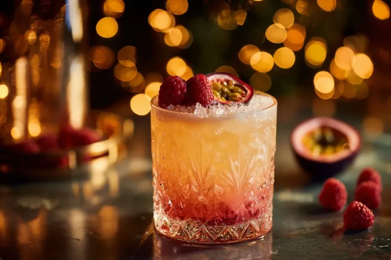 Refreshing Raspberry Passionfruit Tequila Sour cocktail with vibrant colors
