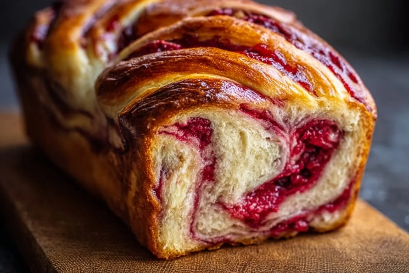Raspberry Swirl Brioche Loaf