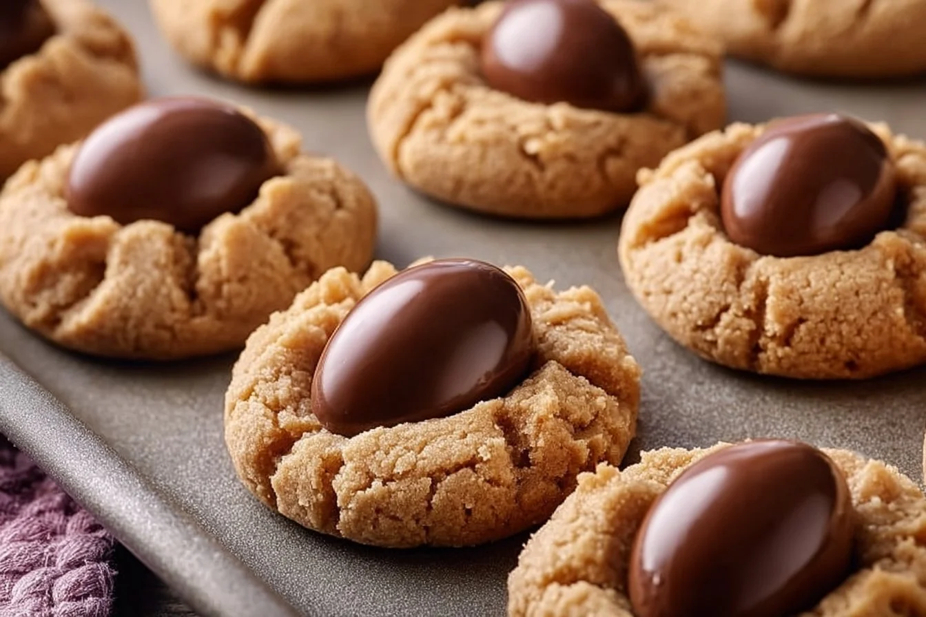 Delicious Reese’s Egg Peanut Butter Cookies with creamy peanut butter and chocolate