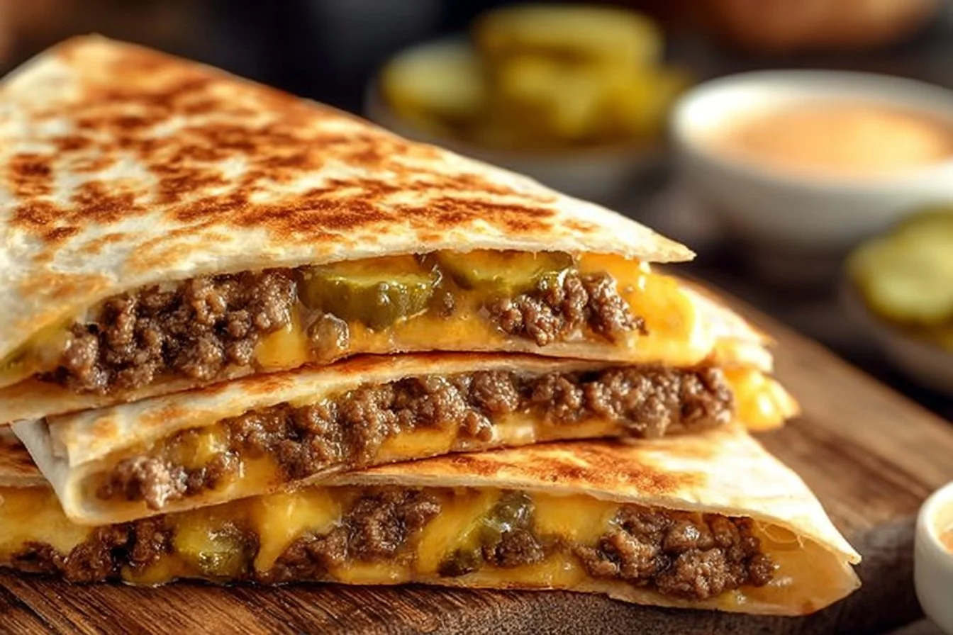 Sizzling Blackstone Quesadilla Burger with melted cheese and juicy patties
