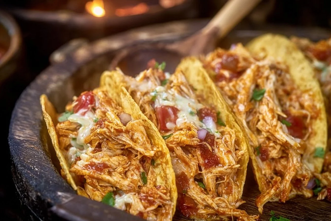 Slow Cooker Queso Chicken Tacos