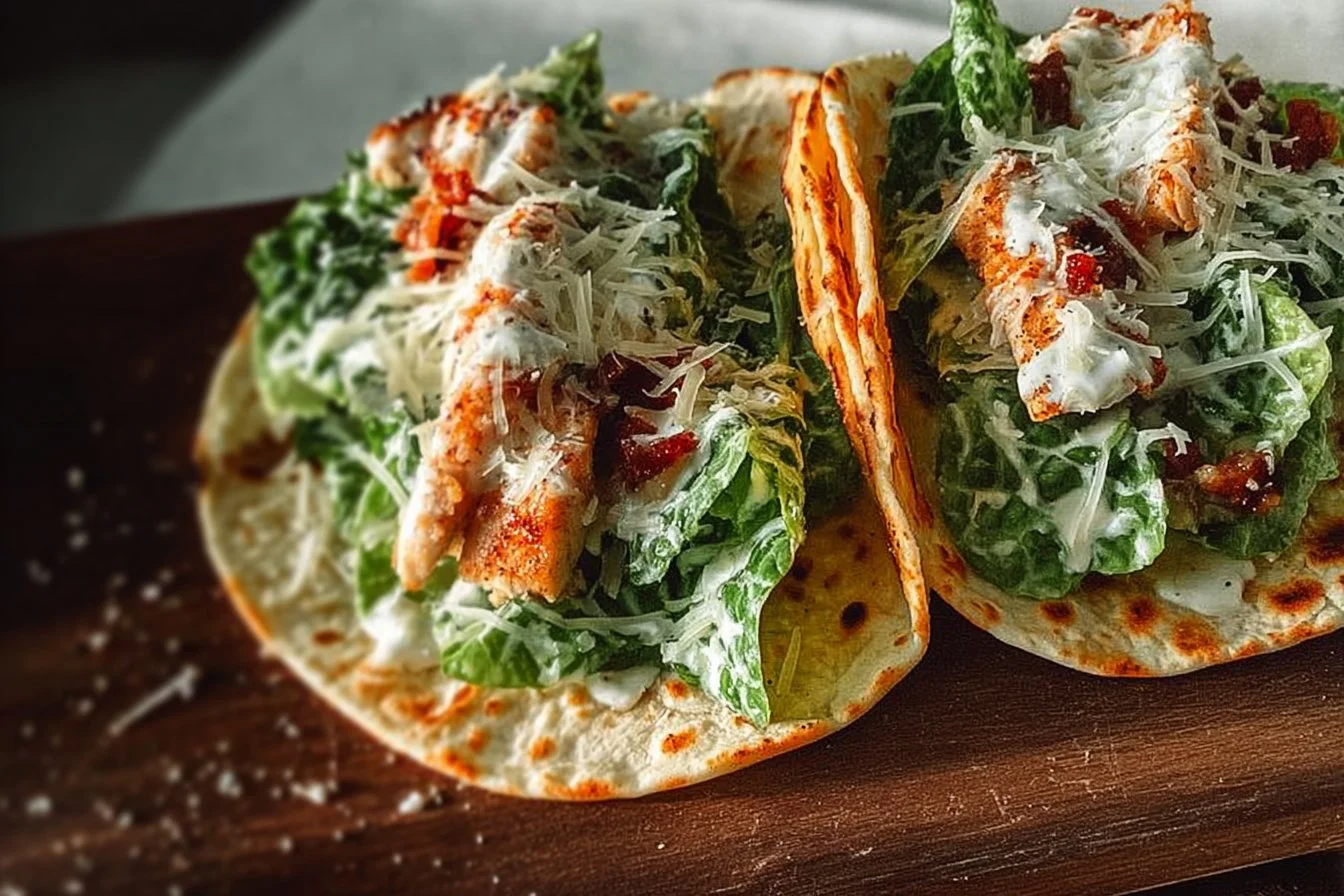Smash Chicken Caesar Tacos