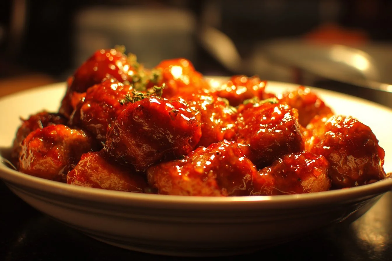 Delicious spicy kielbasa bites served on a platter