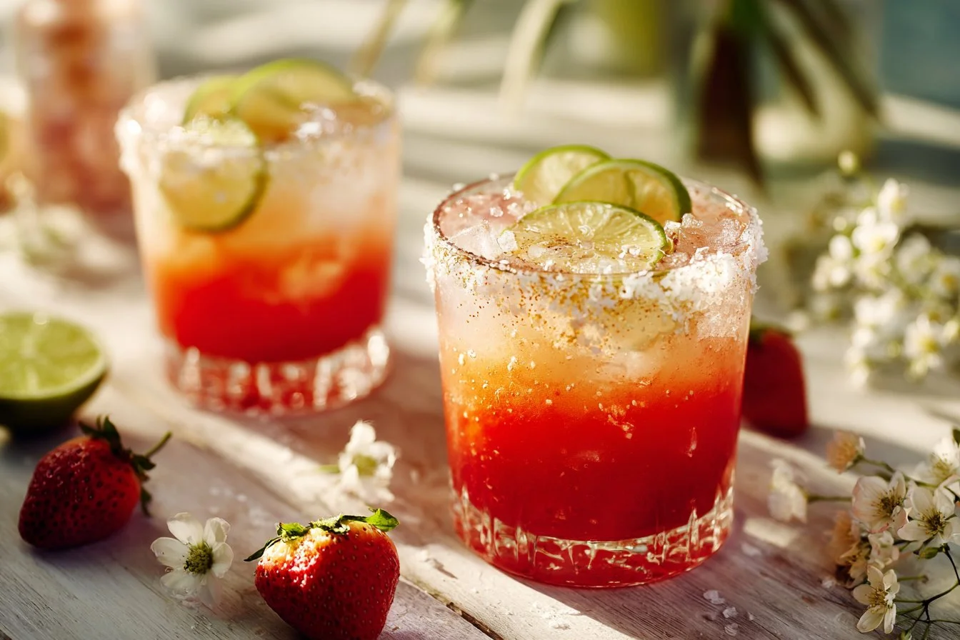 Refreshing Strawberry Lime Mocktail Margarita served in a glass
