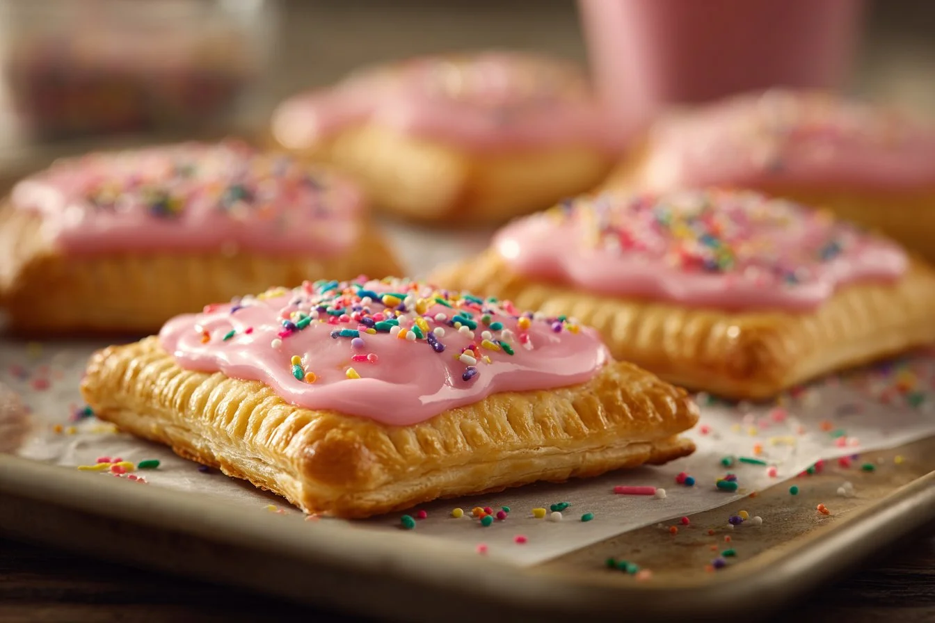 Homemade Strawberry Rhubarb Pop Tarts with flaky crust and vibrant filling