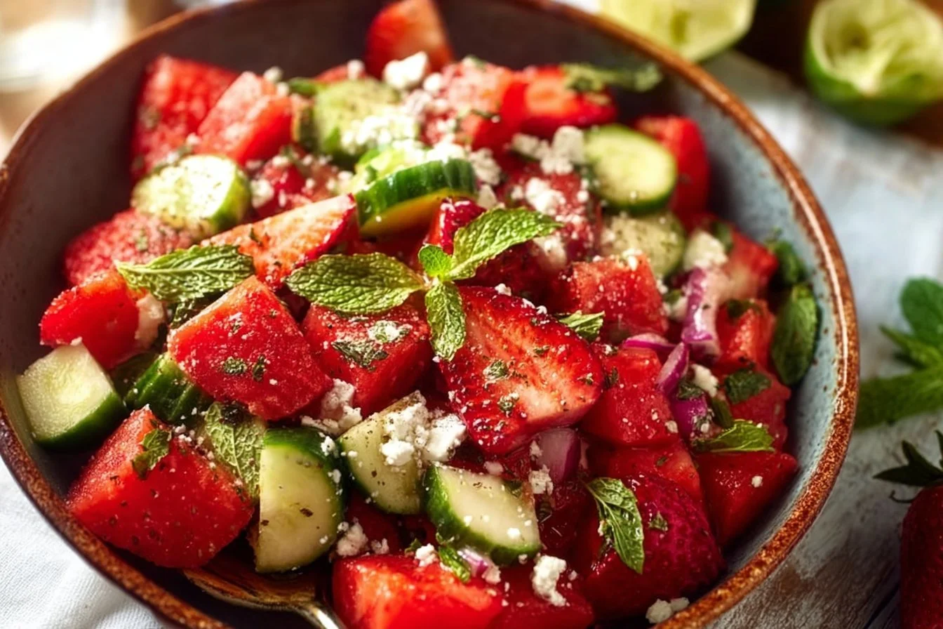 Strawberry Watermelon Cucumber Salad