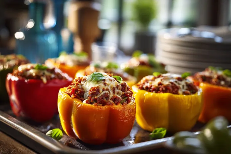 Colorful stuffed bell peppers filled with savory ingredients