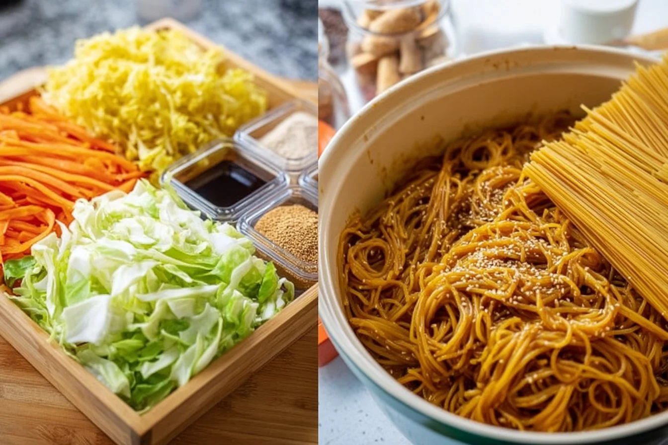 A bowl of teriyaki noodles with vibrant mixed vegetables