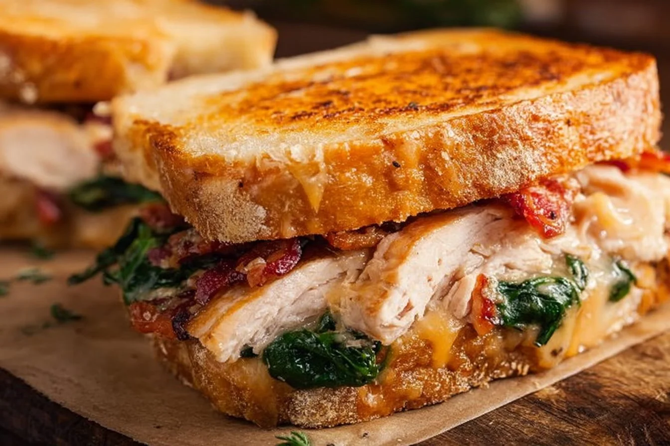 Turkey Melt with Bacon, Spinach, and Cheddar